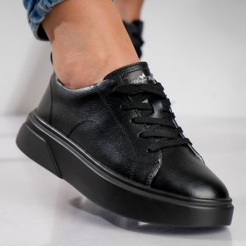 Pantofi dama casual Negri din Piele Naturala Agreta