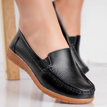Pantofi dama casual Negri din Piele Naturala Comoi