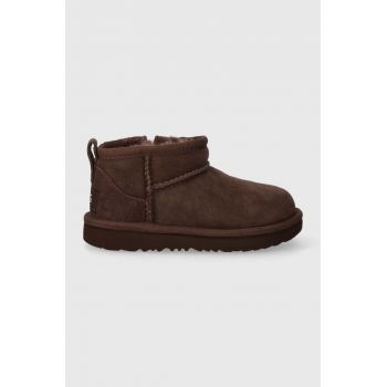 UGG cizme de zapada din piele intoarsa T CLASSIC ULTRA MINI culoarea maro