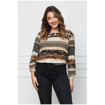 Bluza Betty maro cu imprimeuri bej