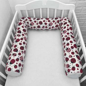 Perna bumper Deseda pentru pat bebe 180 cm buburuze rosii-negre de firma originala
