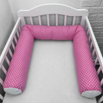 Perna bumper Deseda pentru pat bebe 180 cm buline pe roz ieftina
