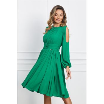 Rochie Dy Fashion verde cu maneci decupate