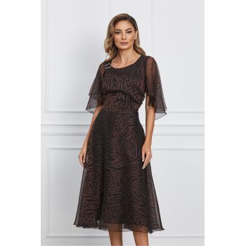 Rochie Miruna maro cu animal print