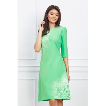 Rochie Viviana verde cu imprimeuri ieftina