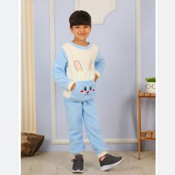 Compleu Albastru Bunny, Pufos, 2 Piese, Pentru Baietei, 1-4 ani