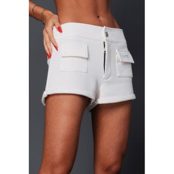 Pantaloni scurti cu talie joasa si bzunare cu clapa