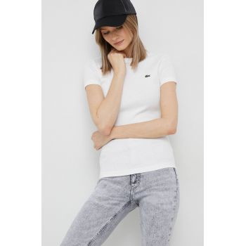 Lacoste tricou din bumbac culoarea alb