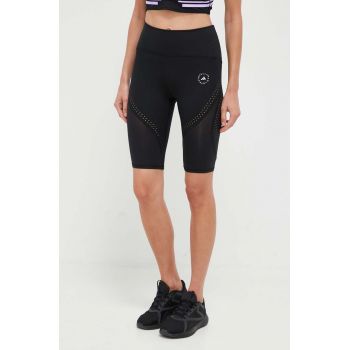 adidas by Stella McCartney pantaloni scurți de antrenament TruePurpose Optime culoarea negru, neted, high waist