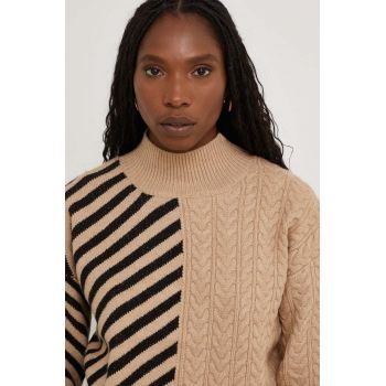 Answear Lab pulover femei, culoarea maro, light, cu turtleneck de firma original