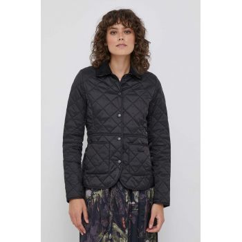 Barbour geaca femei, culoarea negru, de tranzitie