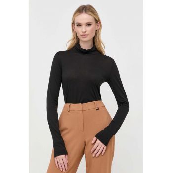 Boss Orange longsleeve BOSS ORANGE femei, culoarea negru, cu guler de firma original