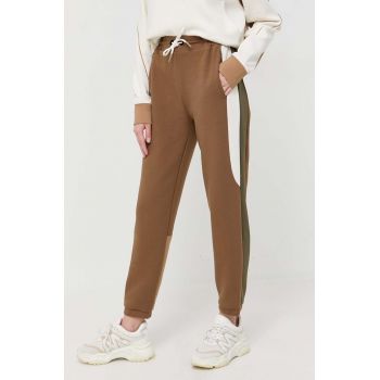 BOSS pantaloni de trening x Alica Schmidt culoarea maro, modelator