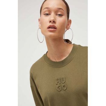 HUGO tricou din bumbac culoarea verde