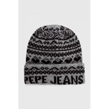 Pepe Jeans caciula culoarea gri, din tricot gros