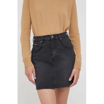 Pepe Jeans fusta jeans RACHEL culoarea negru, mini, drept