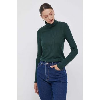 Pepe Jeans longsleeve DEBORAH femei, culoarea verde, cu guler