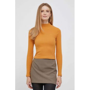 Pepe Jeans longsleeve Winona Perkins femei, culoarea galben, cu turtleneck