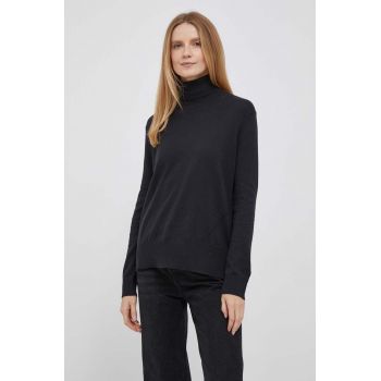Pepe Jeans pulover din amestec de lana Donna femei, culoarea negru, light, cu guler