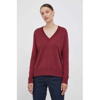 Pepe Jeans pulover din amestec de lana femei, culoarea bordo, light ieftin