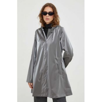 Rains geaca de ploaie 18050 Jackets femei, culoarea argintiu, de tranzitie ieftina