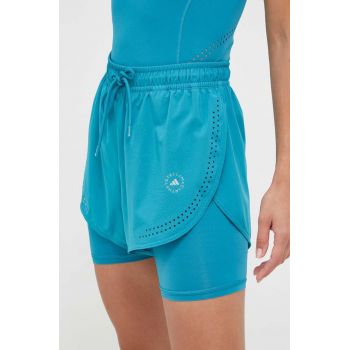 adidas by Stella McCartney pantaloni scurți de antrenament Truepurpose culoarea turcoaz, neted, high waist la reducere