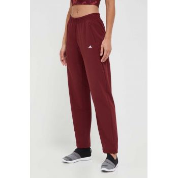 adidas pantaloni de antrenament culoarea bordo, neted de firma original