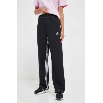 adidas pantaloni de trening culoarea negru, neted