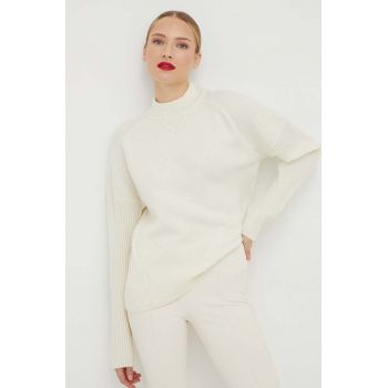 BOSS pulover de lana femei, culoarea alb