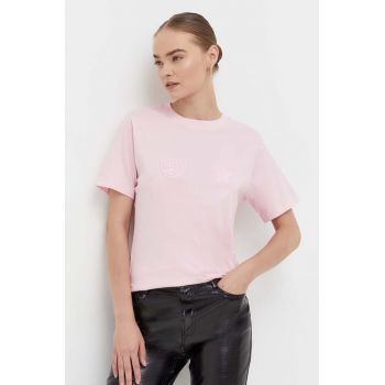 Chiara Ferragni tricou din bumbac culoarea roz