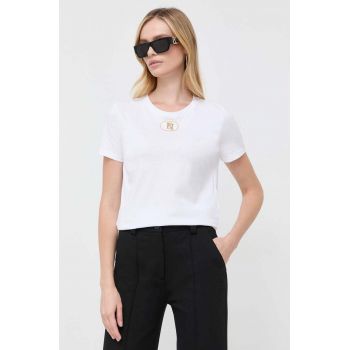 Elisabetta Franchi tricou din bumbac culoarea alb