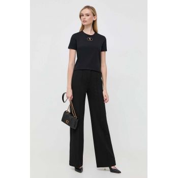 Elisabetta Franchi tricou din bumbac culoarea negru