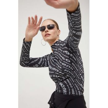 HUGO longsleeve femei, culoarea negru, cu turtleneck