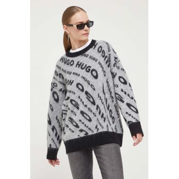 HUGO pulover din amestec de lana femei, culoarea gri, light