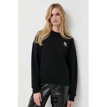 Karl Lagerfeld bluza femei, culoarea negru, cu imprimeu