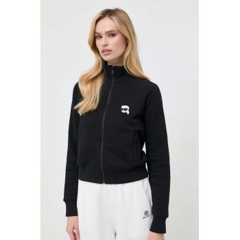 Karl Lagerfeld bluza femei, culoarea negru, cu imprimeu