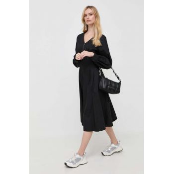 Karl Lagerfeld rochie din bumbac culoarea negru, mini, evazati