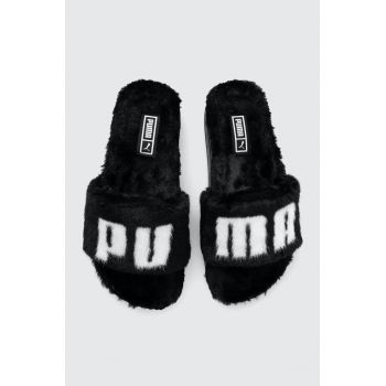 Puma papuci Leadcat 2.0 Fuzz femei, culoarea negru