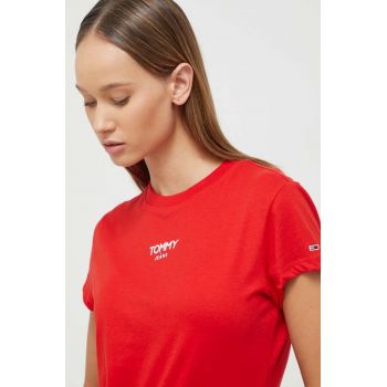 Tommy Jeans tricou femei, culoarea rosu