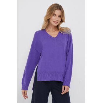 United Colors of Benetton pulover de lana femei, culoarea violet ieftin