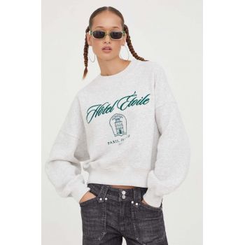 Abercrombie & Fitch bluza femei, culoarea gri, cu imprimeu