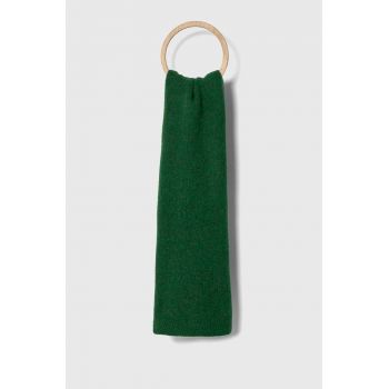 American Vintage esarfa din amestec de lana culoarea verde, neted ieftin