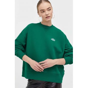 Dickies bluza femei, culoarea verde, neted