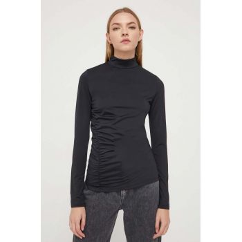 HUGO longsleeve femei, culoarea negru, cu turtleneck