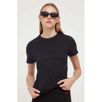 HUGO tricou din bumbac culoarea negru