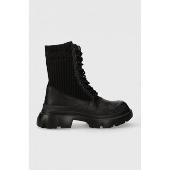 Karl Lagerfeld bocanci TREKKA MAX KC femei, culoarea negru, cu toc plat, KL43573