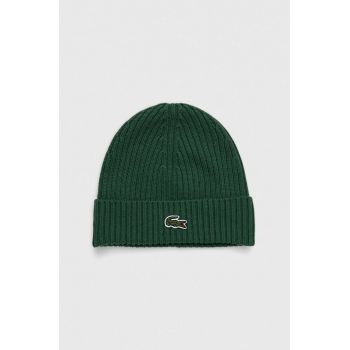 Lacoste căciulă de lână culoarea verde, de lână