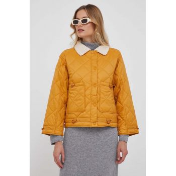 Pepe Jeans geaca Nico femei, culoarea galben, de tranzitie, oversize