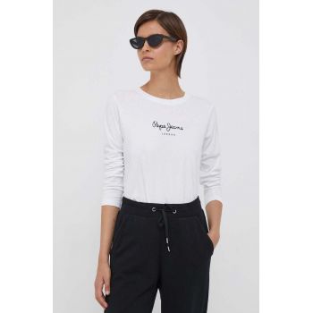 Pepe Jeans longsleeve din bumbac Wendys culoarea alb