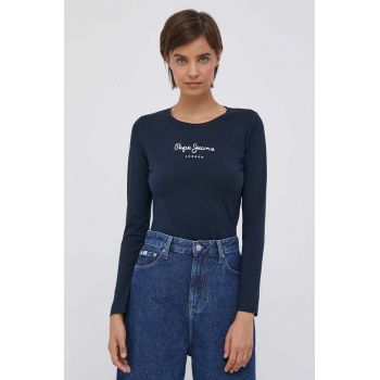 Pepe Jeans longsleeve New Virginia femei, culoarea albastru marin de firma original